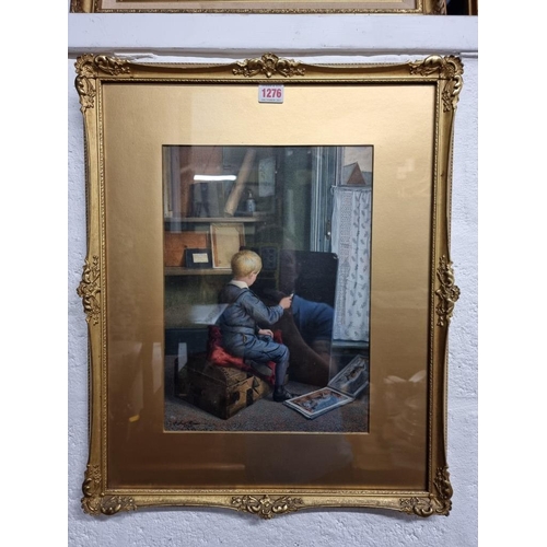 1276 - Arthur Wasse, 'The Young Artist', signed and dated 1874, watercolour, inscribed on old labels verso,... 