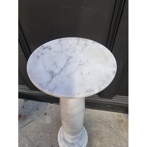 1280 - A marble pedestal, 76cm high, (chip to collar of top).