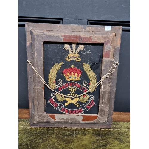 1285 - A World War I Regimental embroidered panel, inscribed 'Albuhera, D.C.O, Middlesex Regt', 34 x 27.5cm... 