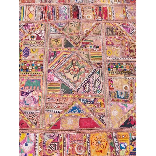 1302 - An antique Indian patchwork panel, possibly Rajistan, 160 x 114cm. 