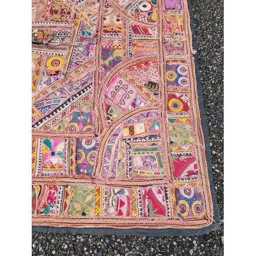 1302 - An antique Indian patchwork panel, possibly Rajistan, 160 x 114cm. 