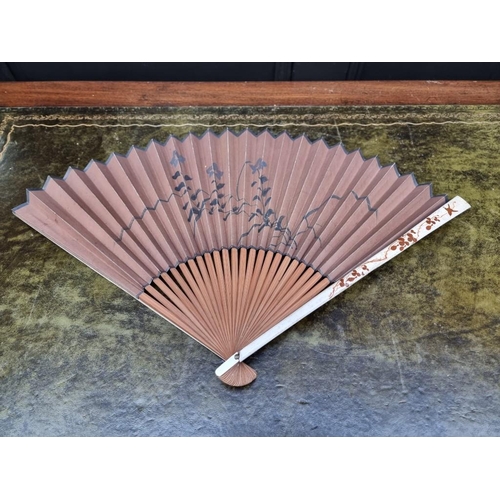 1312 - Ten 19th century and later fans, to include: bone brise examples; together with four hatpins.... 