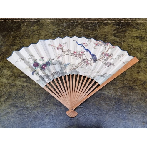 1312 - Ten 19th century and later fans, to include: bone brise examples; together with four hatpins.... 