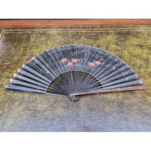 1312 - Ten 19th century and later fans, to include: bone brise examples; together with four hatpins.... 