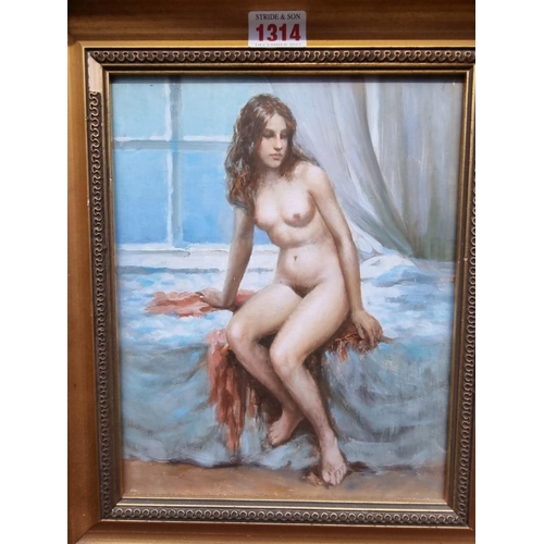 1314 - British School, 20th century, a female nude, oil on board, 25 x 19.5cm; together with another simila... 