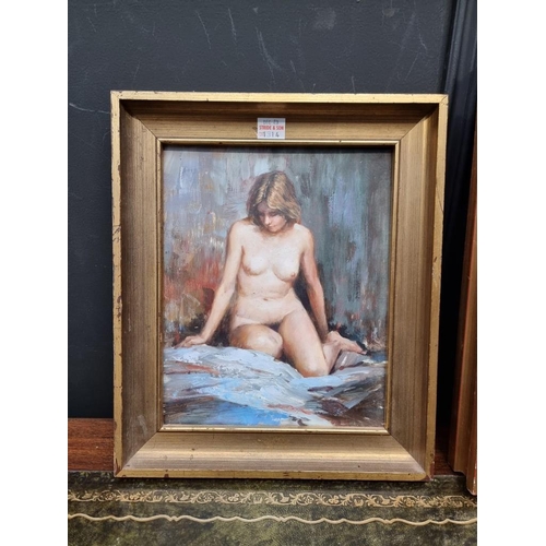 1314 - British School, 20th century, a female nude, oil on board, 25 x 19.5cm; together with another simila... 