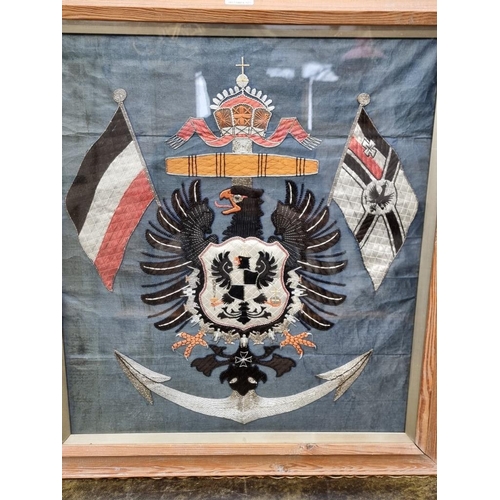 1319 - A German Imperial embroidered silk naval Regimental panel, 49 x 45cm. 