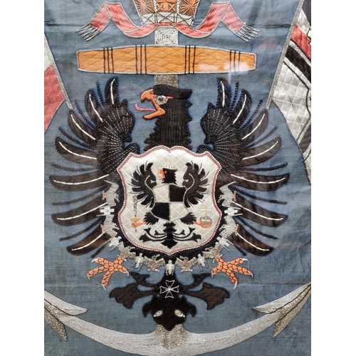 1319 - A German Imperial embroidered silk naval Regimental panel, 49 x 45cm. 