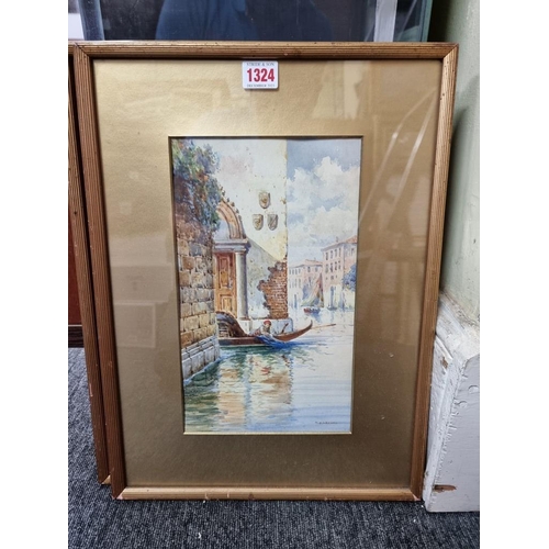 1324 - M Martino, two pairs of Venetian views, each signed, watercolour, 18 x 29.5cm and 29.5 x 17.5cm; tog... 