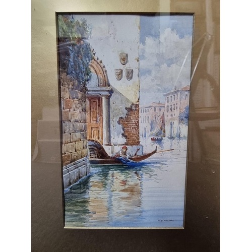 1324 - M Martino, two pairs of Venetian views, each signed, watercolour, 18 x 29.5cm and 29.5 x 17.5cm; tog... 