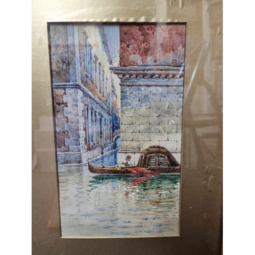 1324 - M Martino, two pairs of Venetian views, each signed, watercolour, 18 x 29.5cm and 29.5 x 17.5cm; tog... 