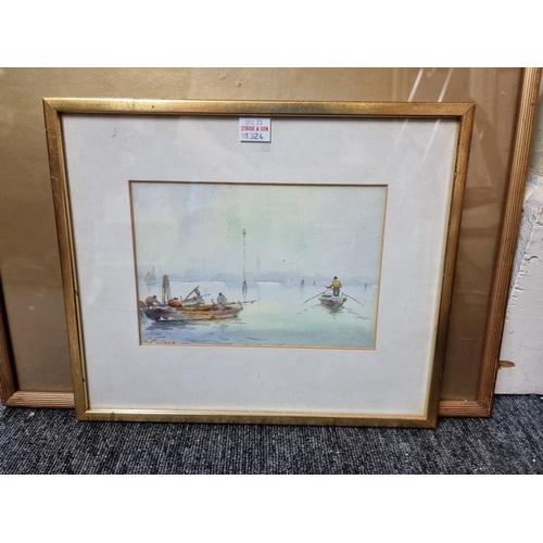 1324 - M Martino, two pairs of Venetian views, each signed, watercolour, 18 x 29.5cm and 29.5 x 17.5cm; tog... 