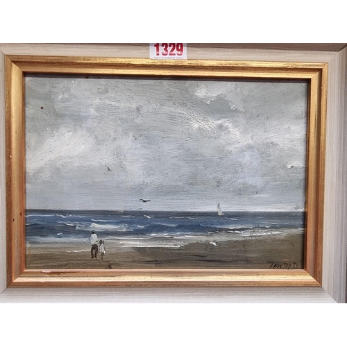 1329 - Edward Dawson, 'Breeze blowing up: Alnmouth Beach, December Day', signed and dated '73, inscribed on... 