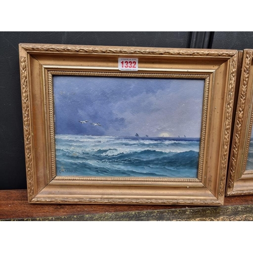 1332 - Charles A Graves, maritime scenes, a pair, one signed, oil on board, 17 x 24.5cm. (2)... 