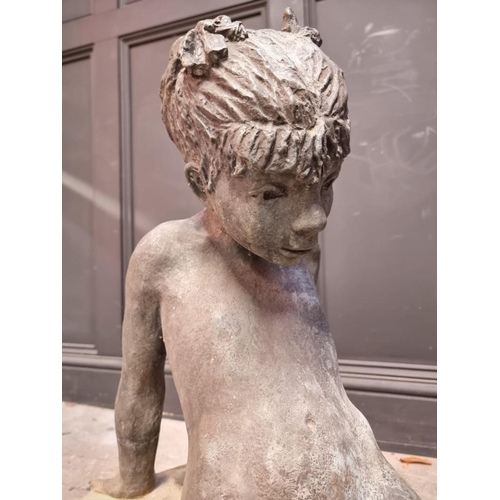 1347 - Nenne van Dijk, 'Water Girl', signed, bronze, 65 high x 94cm long, with original brochure.... 