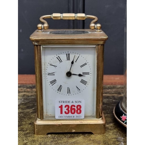 1368 - A small brass carriage timepiece, height including handle 14cm; together with a vintage Sc... 