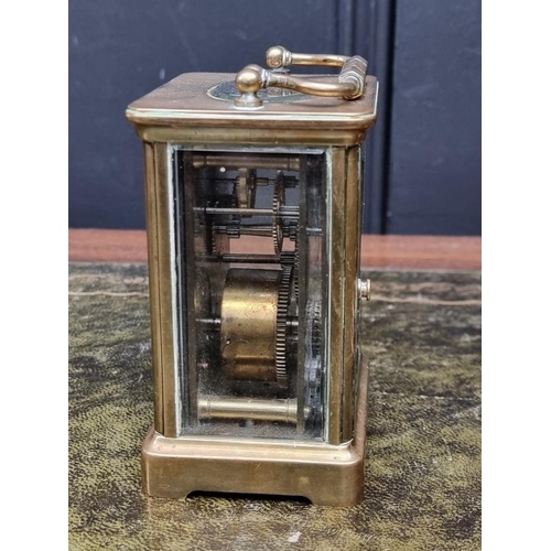 1368 - A small brass carriage timepiece, height including handle 14cm; together with a vintage Sc... 