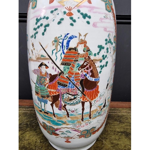 1409 - A large Japanese vase form table lamp, signed to base, total height 54cm.