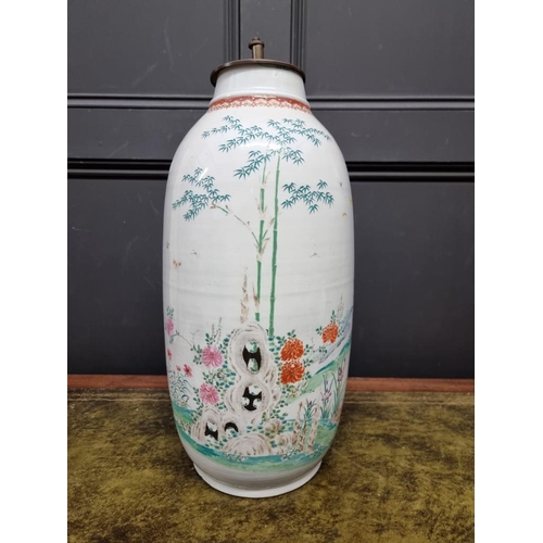 1409 - A large Japanese vase form table lamp, signed to base, total height 54cm.