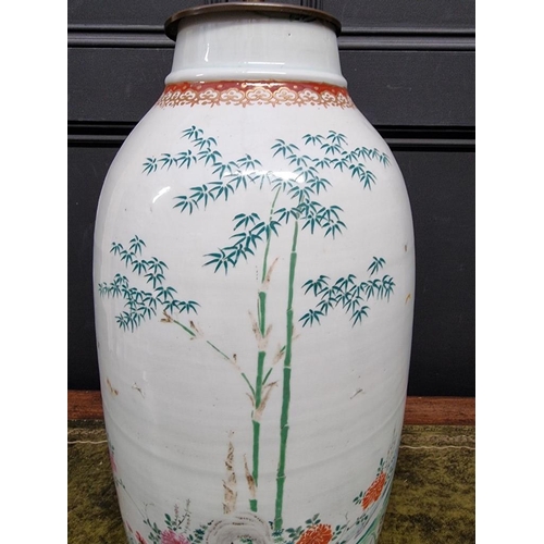 1409 - A large Japanese vase form table lamp, signed to base, total height 54cm.