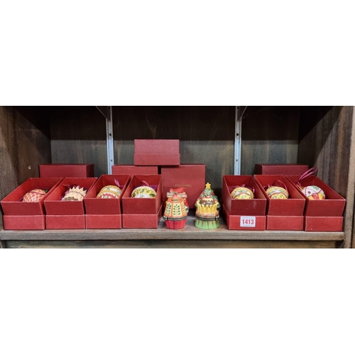 1413 - Eight Villeroy & Boch Christmas baubles; together with four other matching boxes, each boxed. (1... 