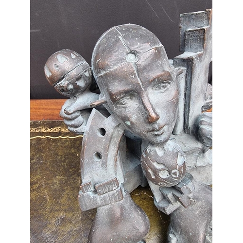 1434 - After Eduardo Paolozzi, 'Maquette for Great Ormand Street', patinated bronze, 26cm high, (lacking wo... 