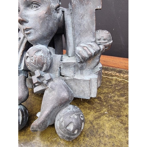 1434 - After Eduardo Paolozzi, 'Maquette for Great Ormand Street', patinated bronze, 26cm high, (lacking wo... 