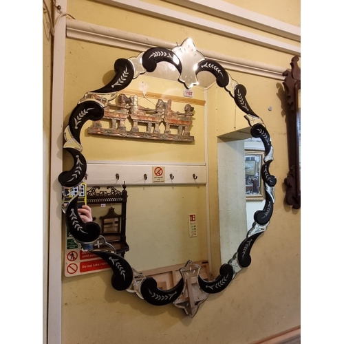 1107 - A reproduction, Art Deco style, wall mirror, 83 x 69cm.