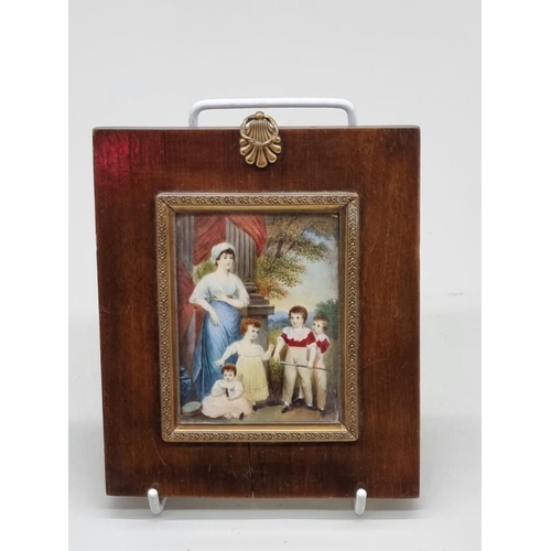 1449 - English School, early 19th century, portrait miniature of a mother and four children, on ivory, 8.2 ... 