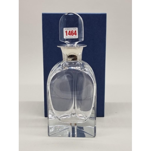 1464 - A silver mounted triangular glass decanter and stopper, Birmingham 2000, boxed. ... 