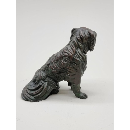 1480 - An unusual antique bronze spaniel, with articulated jaw, 11cm high.