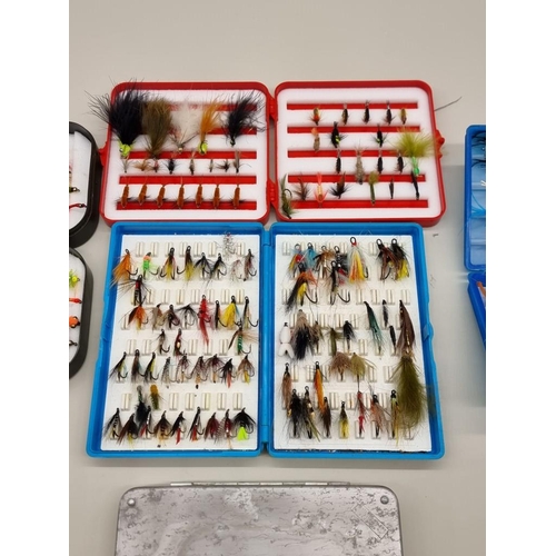 1486 - Angling: five various fishing fly boxes, (one lacking contents).