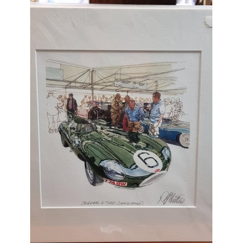 1489 - Peter Hutton, a set of five racing car prints, each signed and titled in pencil, 20 x 20cm, each mou... 