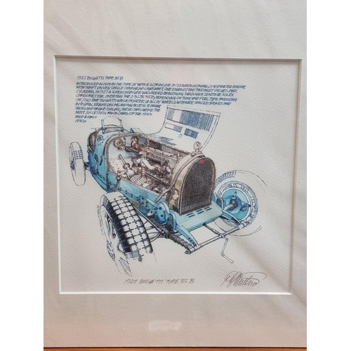 1489 - Peter Hutton, a set of five racing car prints, each signed and titled in pencil, 20 x 20cm, each mou... 