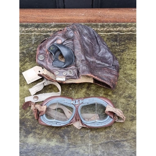 1503 - A World War II RAF C-Type leather flying helmet and Mk VIII goggles.