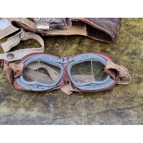 1503 - A World War II RAF C-Type leather flying helmet and Mk VIII goggles.