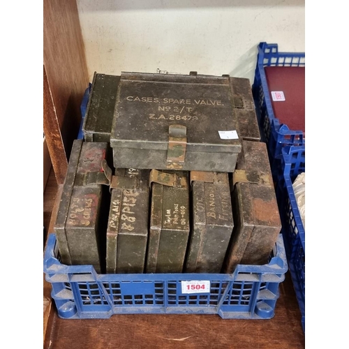 1504 - Eleven World War II British Army valve tins. 