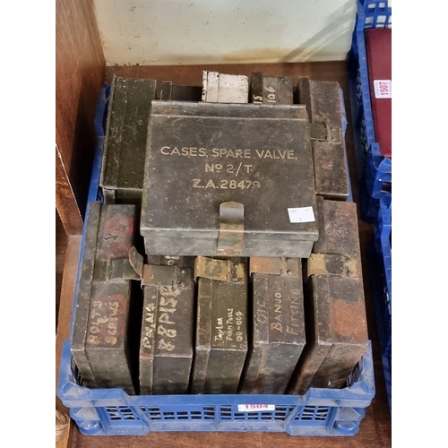 1504 - Eleven World War II British Army valve tins. 