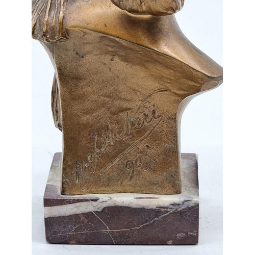 1548 - Alfredo Neri, 'Carmen', signed and dated 1905, gilt bronze, on red marble base, 16.5cm high.... 