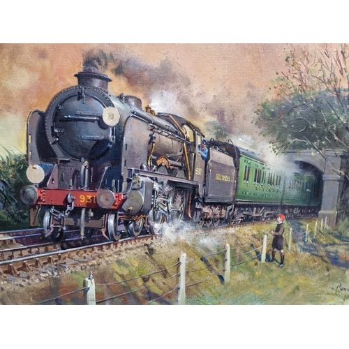 1556 - Terence Cuneo, a Southern Railway Class V or School's Class 'King's Wimbledon' 4-4-0 Loco No.931, si... 