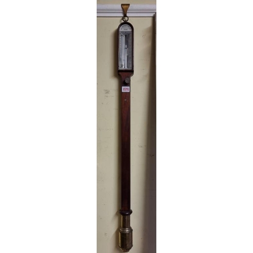 1570 - A 19th century mahogany stick barometer, the ivory dial inscribed 'Newman & Son, 122 Regent Strt... 