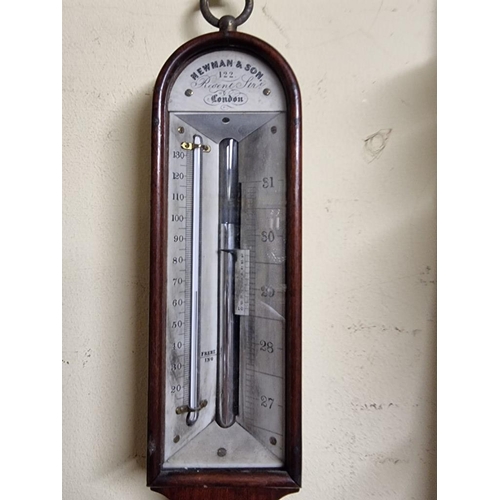 1570 - A 19th century mahogany stick barometer, the ivory dial inscribed 'Newman & Son, 122 Regent Strt... 