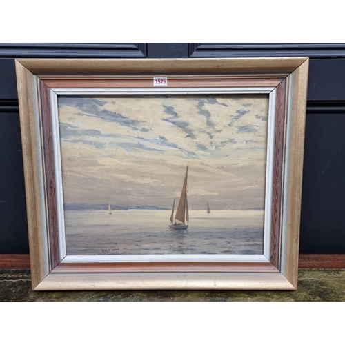 1575 - Leslie Kent, 'Tranquil Evening', signed, labelled verso, oil on chamfered mahogany panel, 40 x 50cm.... 