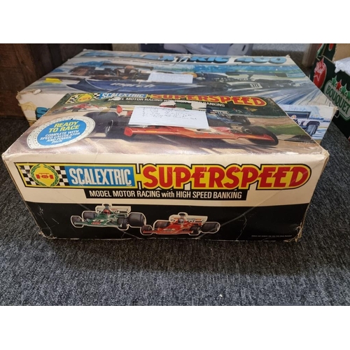 1588 - A boxed Scalextric 400 set; similar Superspeed set; track etc. 