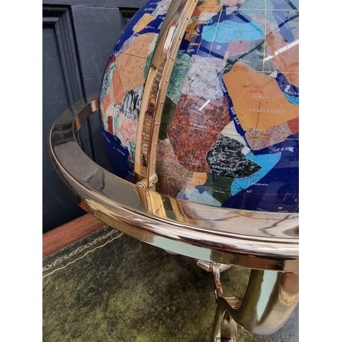 1591 - A pietra dura and brass mounted table globe, 46cm diameter.