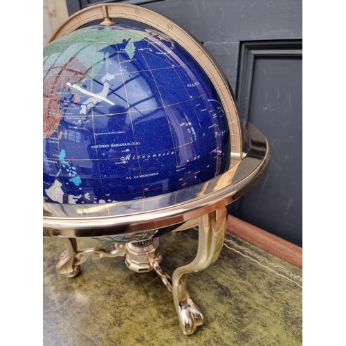 1591 - A pietra dura and brass mounted table globe, 46cm diameter.