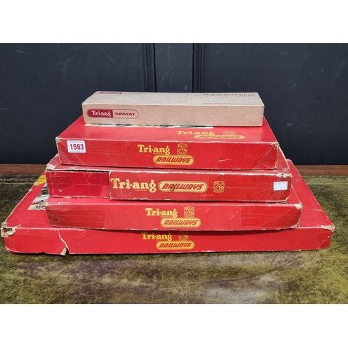 1593 - Four Tri-ang OO gauge railway sets, comprising: RS.3; RS.4; RS.5; and R3L, each boxed; together... 