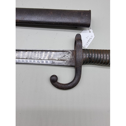 1660 - A French M1866 chassepot 'Yataghan' sword bayonet and steel scabbard, dated 1872.