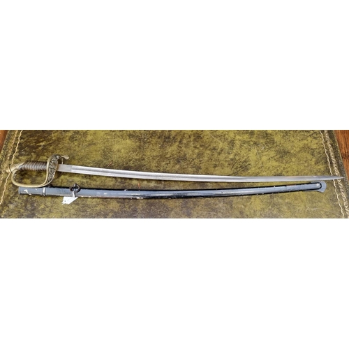 1661 - A World War I Greek cavalry officer's sword and scabbard, by Carl Eickhorn, Solingen, the 84cm ... 