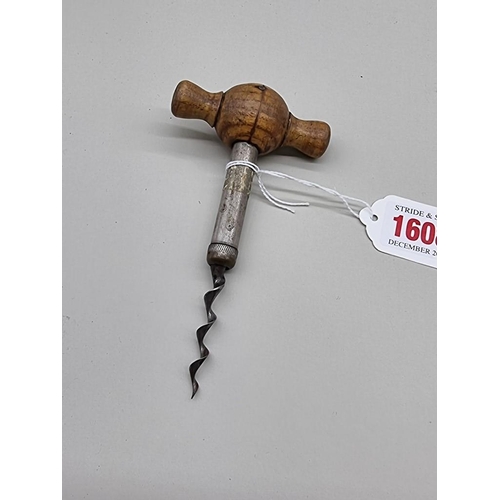 1608 - A scarce Swedish Qvarnstrom patent corkscrew, the boxwood handle inscribed 'Julius Sloor, patent, St... 